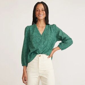 Marine Layer - Eyelet Colette Top - Smoke Pine (Green)